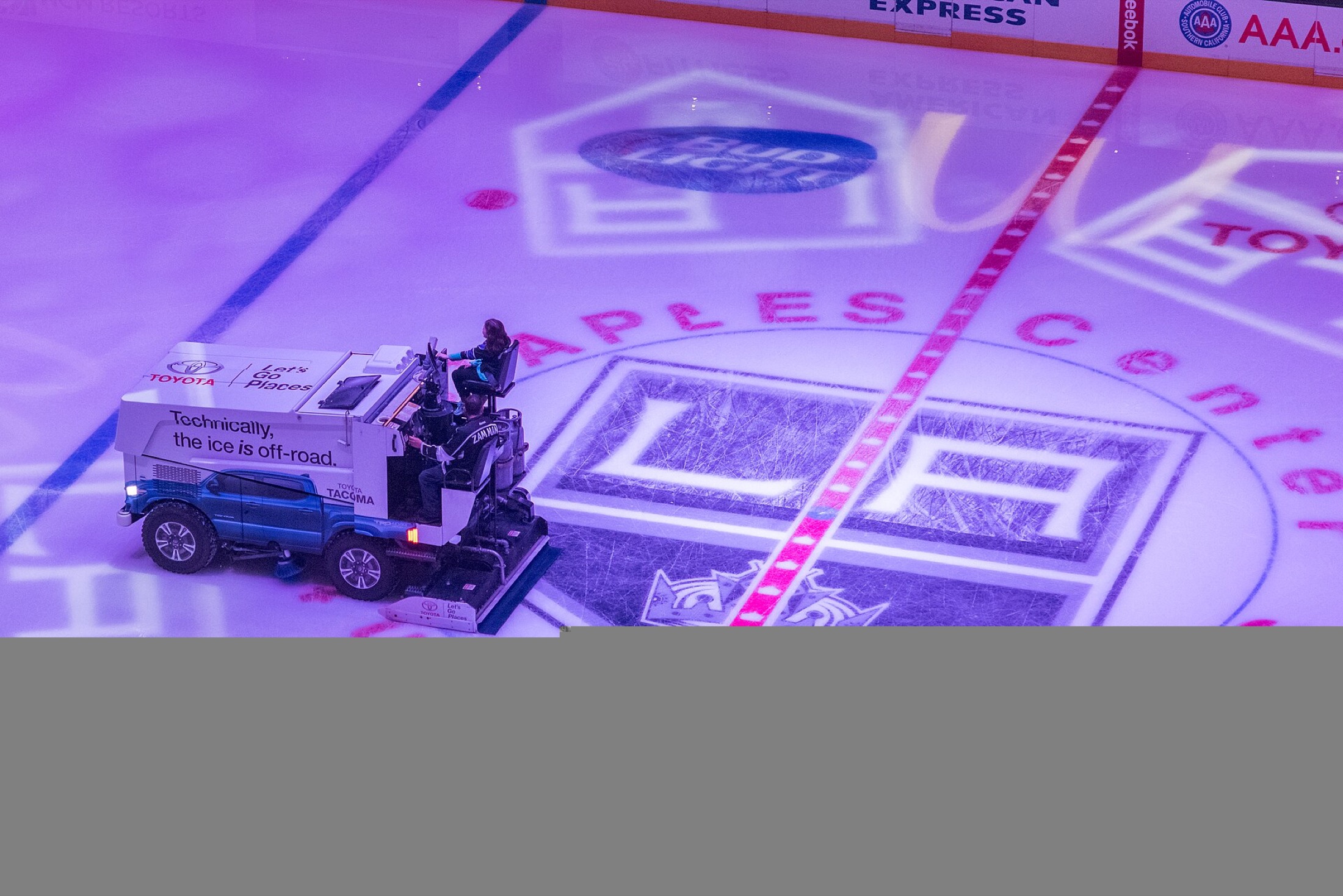 Resurfacing machine on ice after a skating session